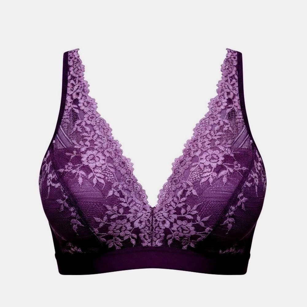Wacoal‎ Womens Size 36 Wire Free Lace Convertible Bra Italian Plum Purple NWT
